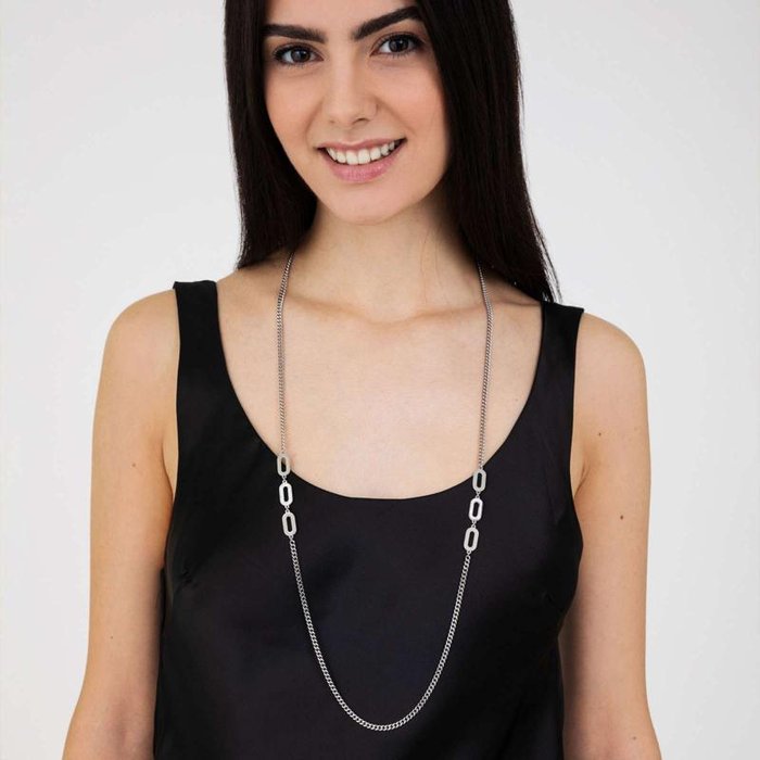 Collana in acciaio con cristalli bianchi