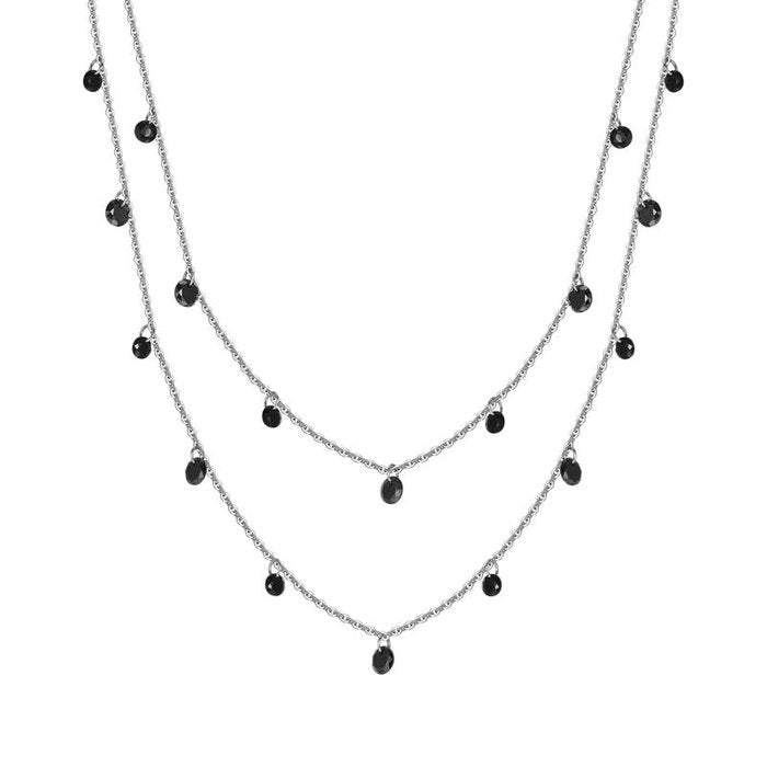 Collana in acciaio con cristalli neri