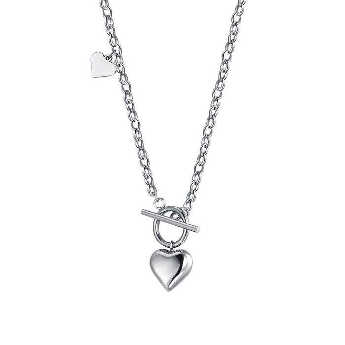 Collana in acciaio con cuori