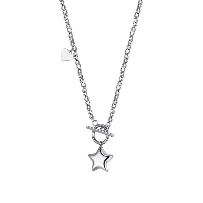 Collana in acciaio con stella e cuore
