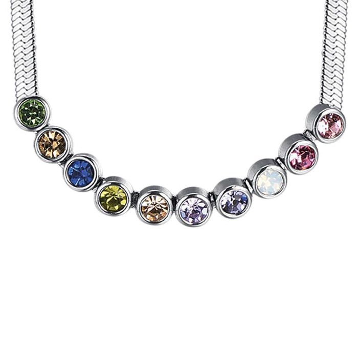Collana in acciaio con pietre multicolor
