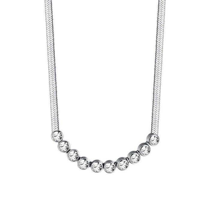 Collana in acciaio con pietre bianche