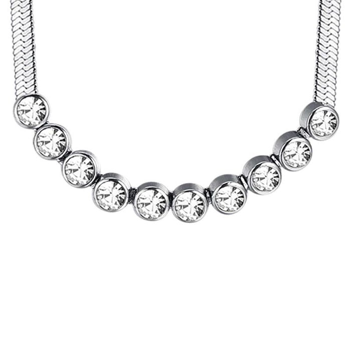 Collana in acciaio con pietre bianche