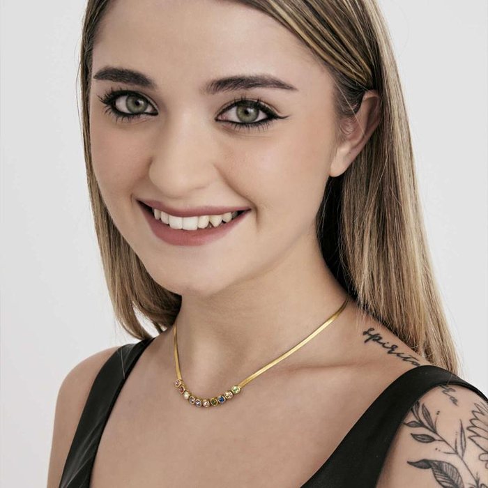 Collana in acciaio ip gold con pietre multicolor