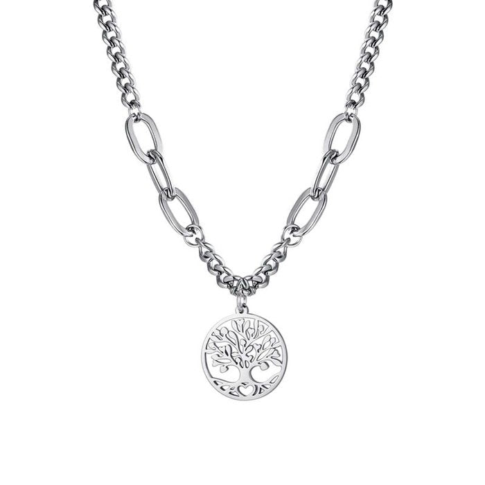 Collana in acciaio con albero della vita