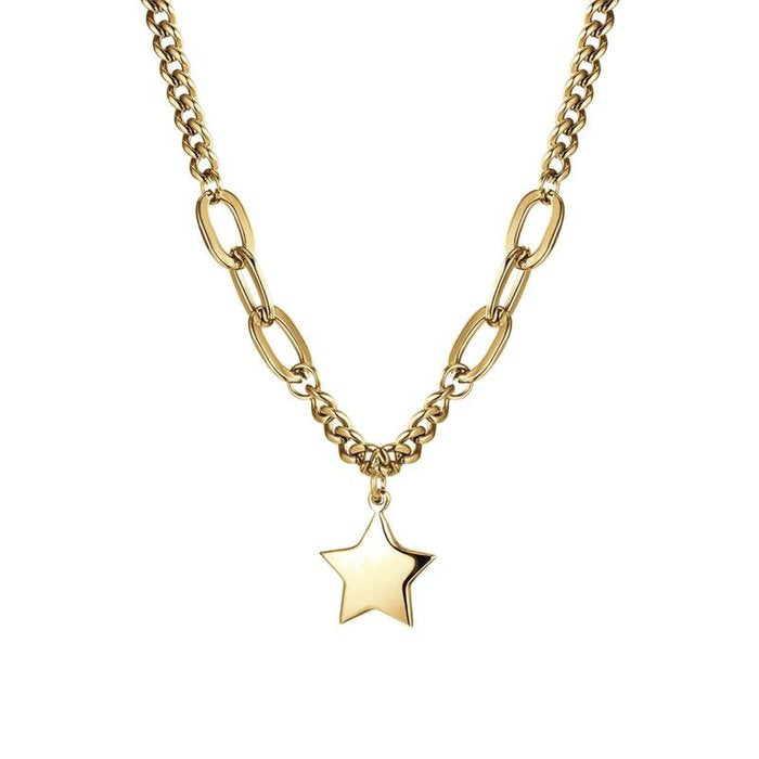 Collana in acciaio ip gold con stella