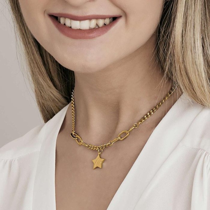 Collana in acciaio ip gold con stella