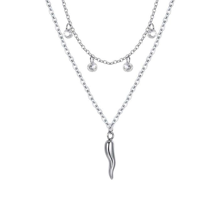 Collana in acciaio con corno e cristalli