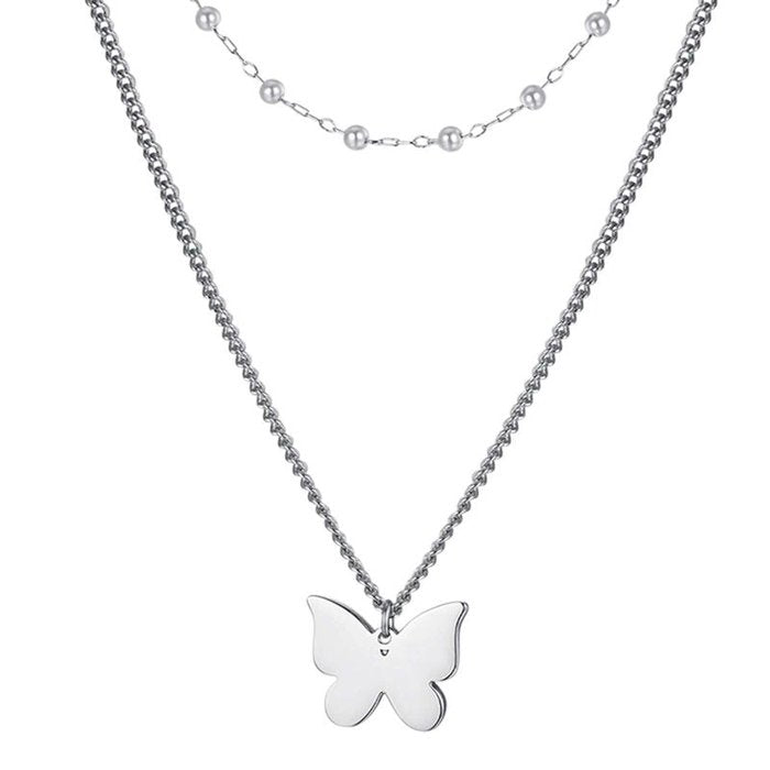 Collana in acciaio con farfalla