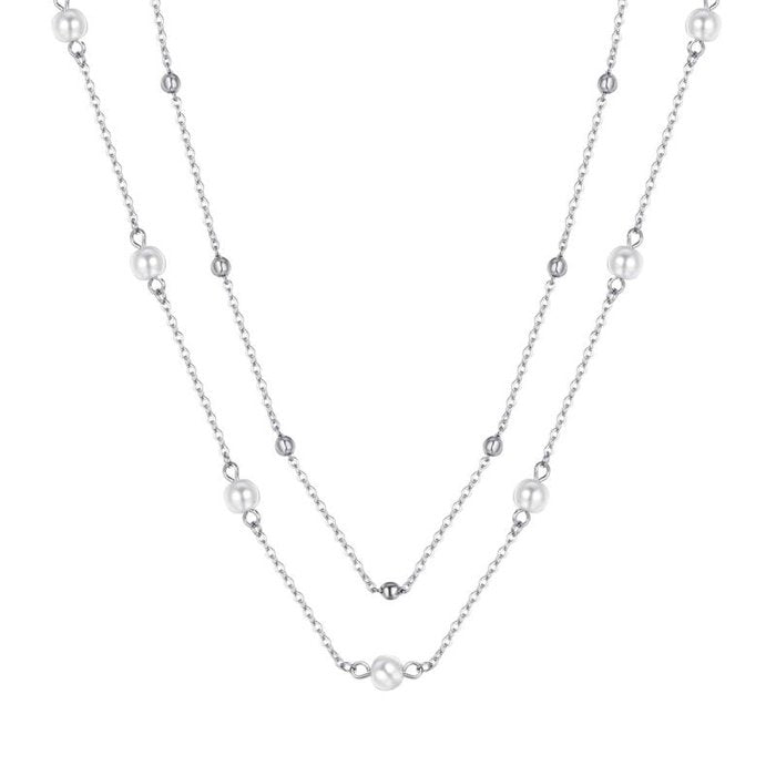 Collana in acciaio con perle