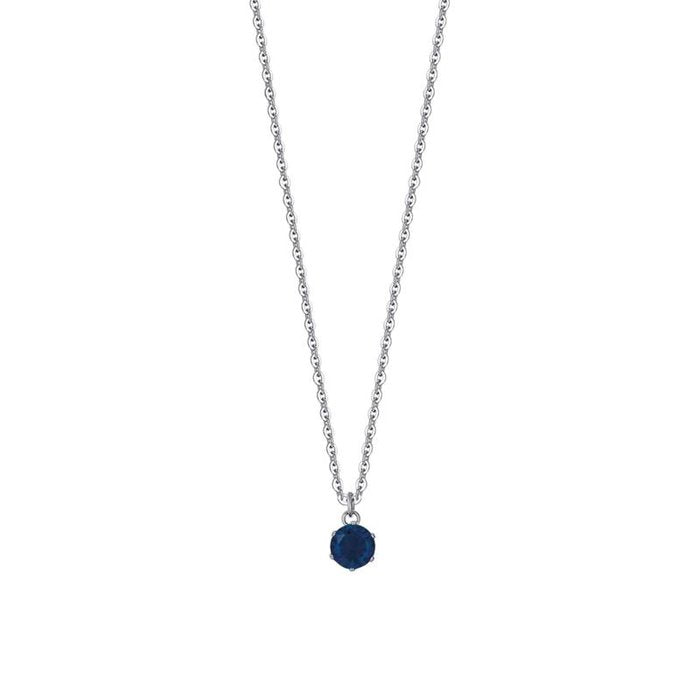 Collana in acciaio con cristallo blu