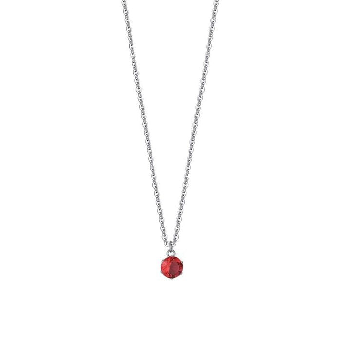 Collana in acciaio con cristallo fucsia
