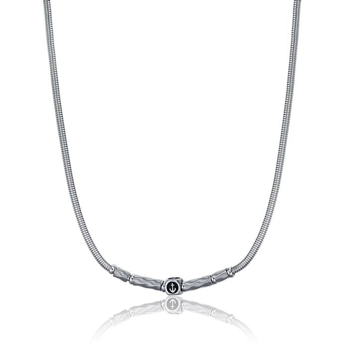Collier en acier Element en acier IP noir avec ancre