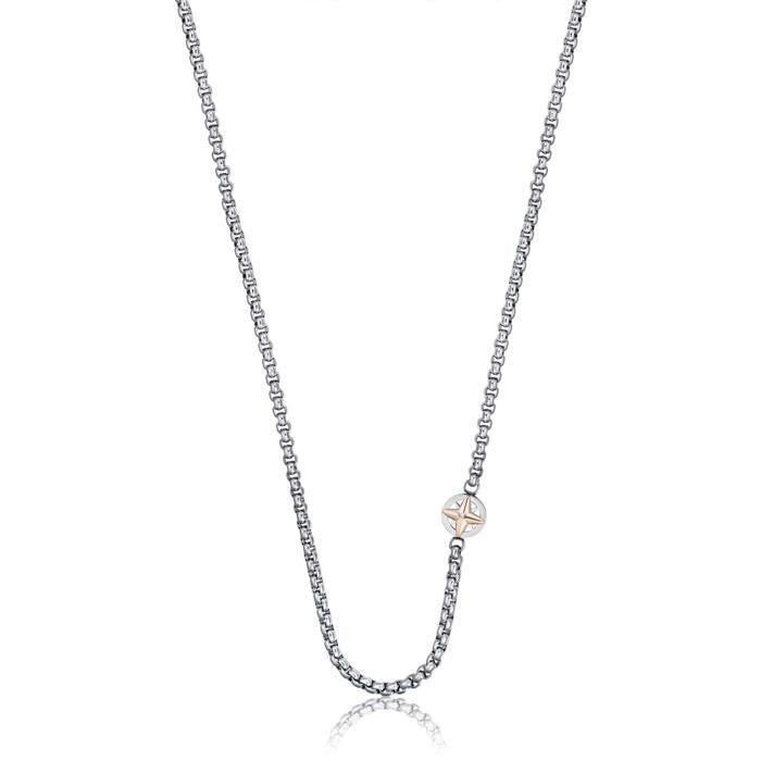 Steel Necklace With Compass Rose Ip Rose