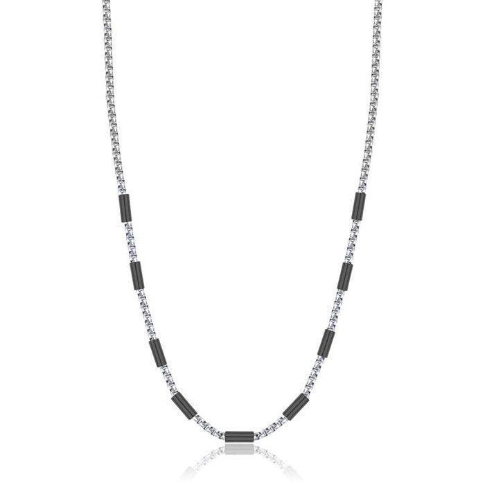 Collana in acciaio con elementi in acciaio ip nero
