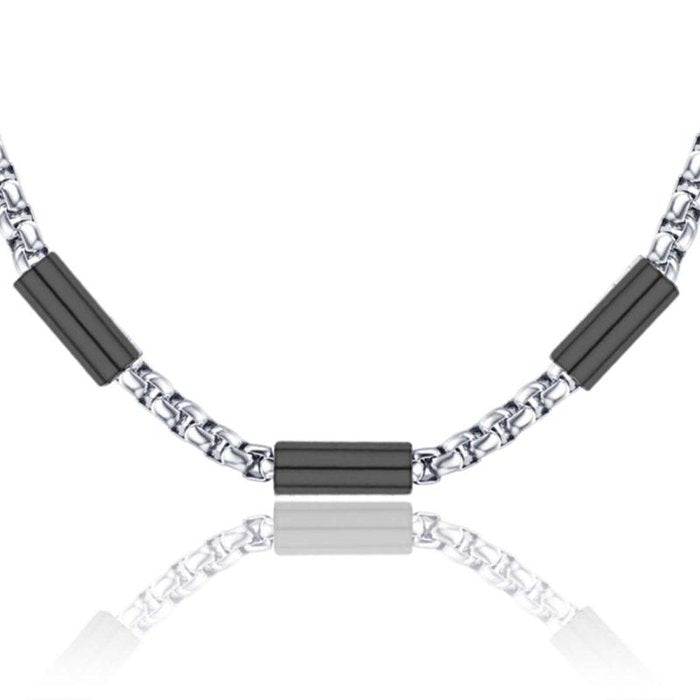 Collana in acciaio con elementi in acciaio ip nero