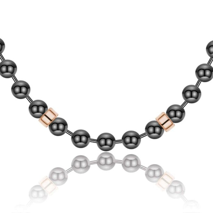 Collana in acciaio ip nero con elementi in acciaio ip rose