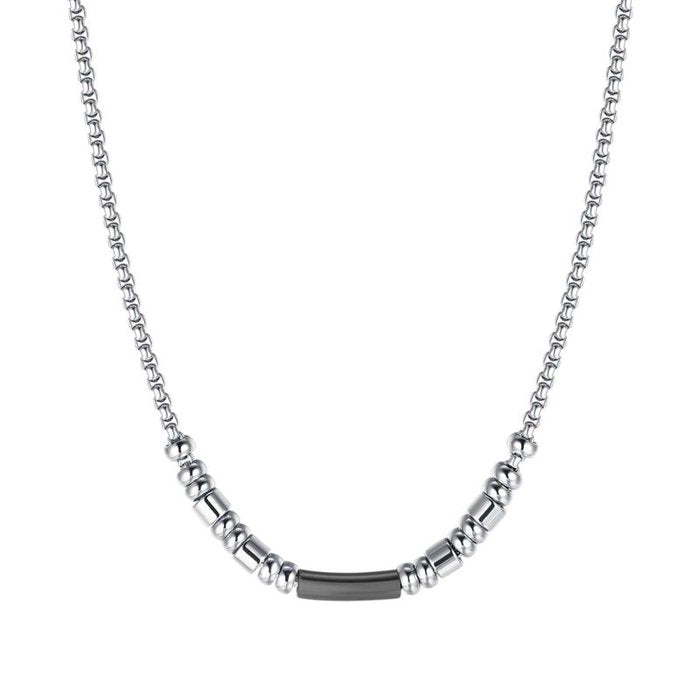 Collana in acciaio con elemento ip nero