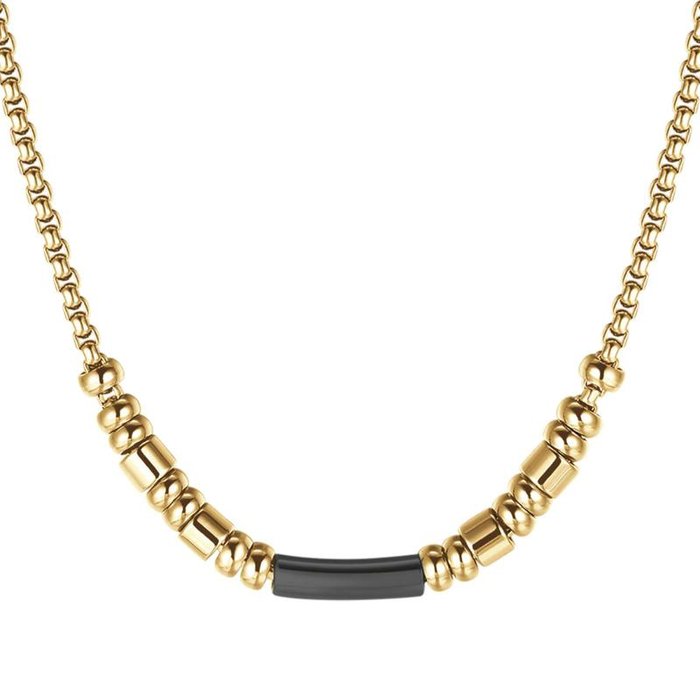 Collana in acciaio ip gold con elemento ip nero