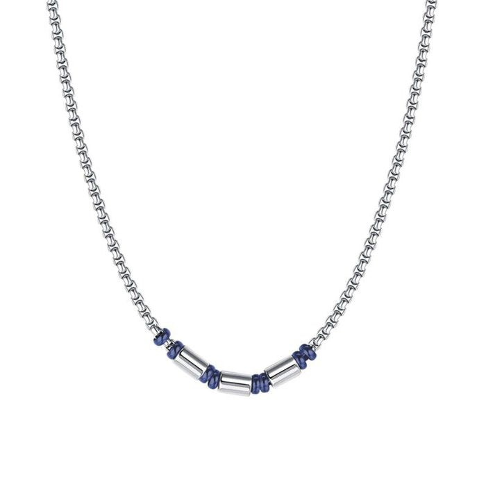 Collana in acciaio  con elementi ip blu