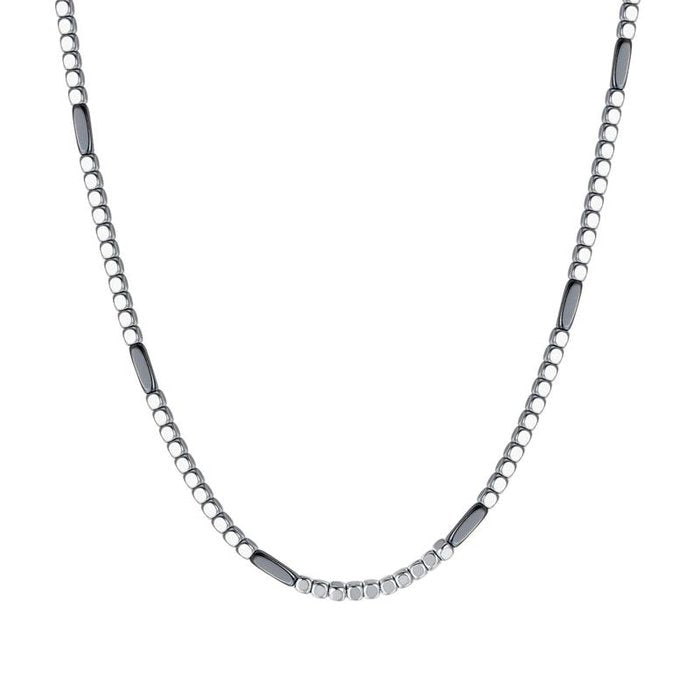 Collana in acciaio con ematite silver e grigia