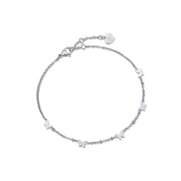 Bracelet de cheville en acier avec papillons