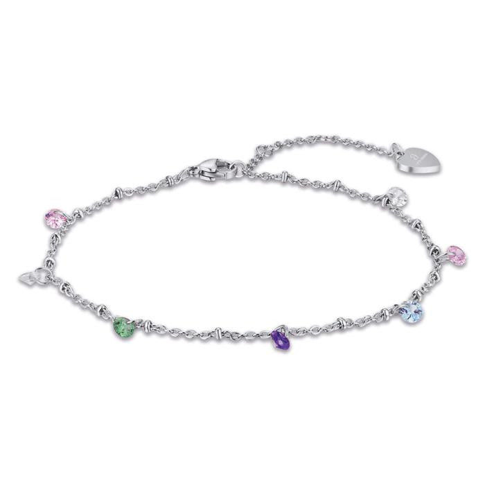 Steel Anklet With Multicolor Crystals