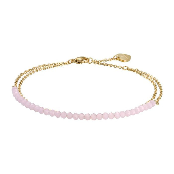 Cavigliera in acciaio ip gold con cristalli rosa