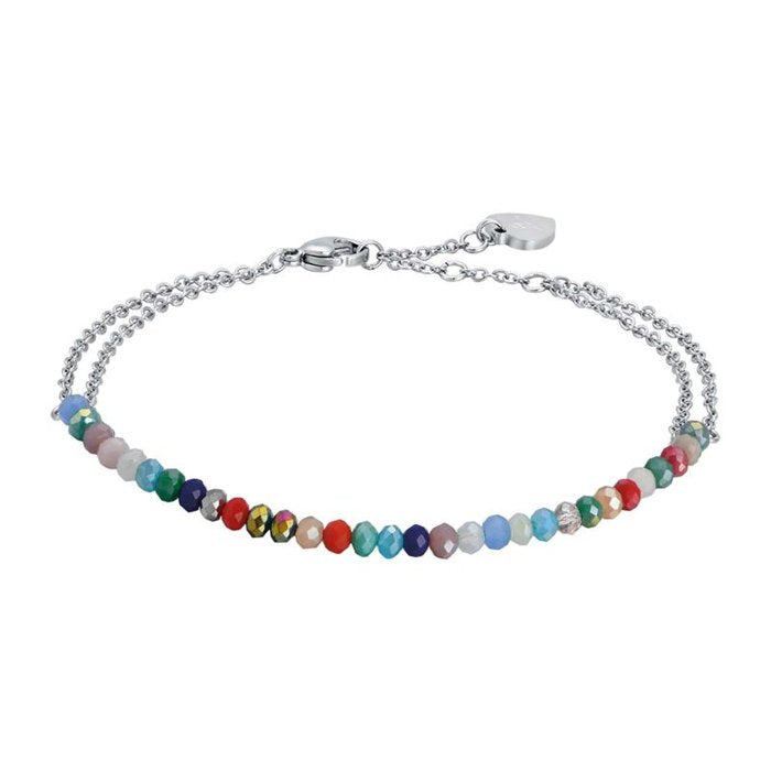 Cavigliera in acciaio con cristalli multicolor