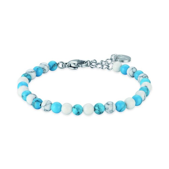 Bracciale Junior in acciaio con pietre bianche e azzurre