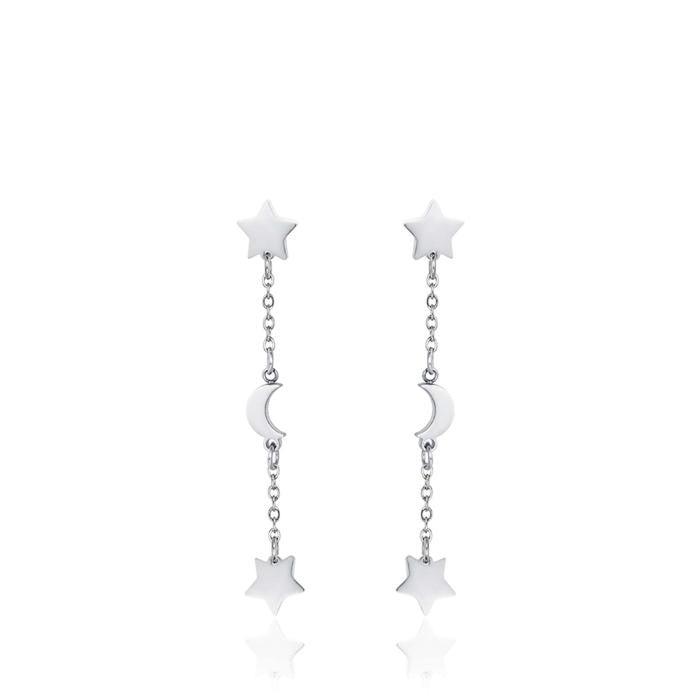 Steel Earrings With Stars And Moons