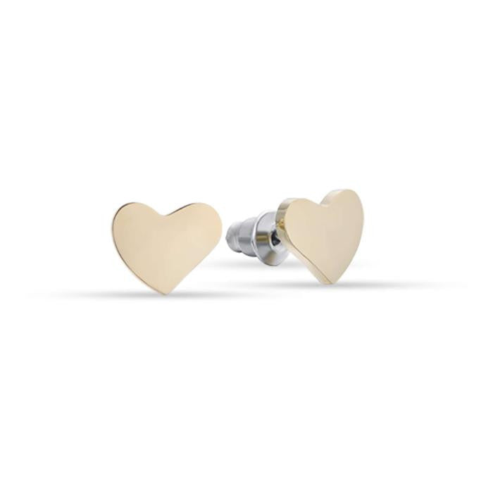 Ip Gold Steel Earrings With Hearts