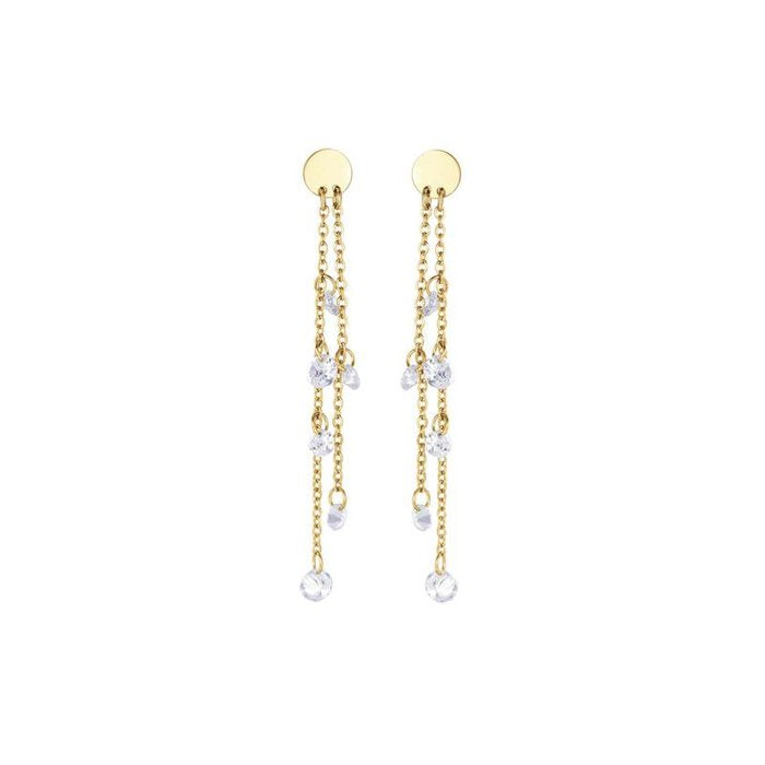 Orecchini in acciaio ip gold con cristalli bianchi