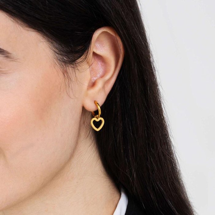 Orecchini in acciaio ip gold con cuore