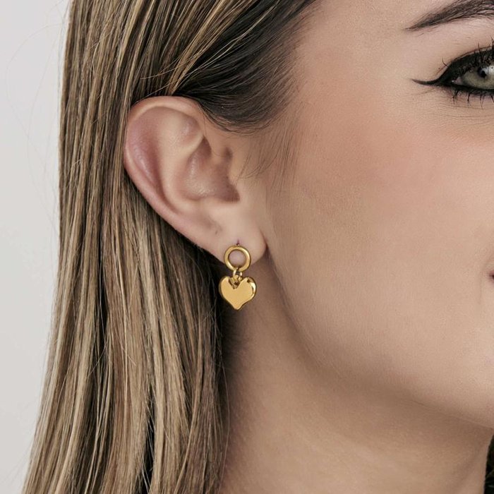Orecchini in acciaio ip gold con cuori