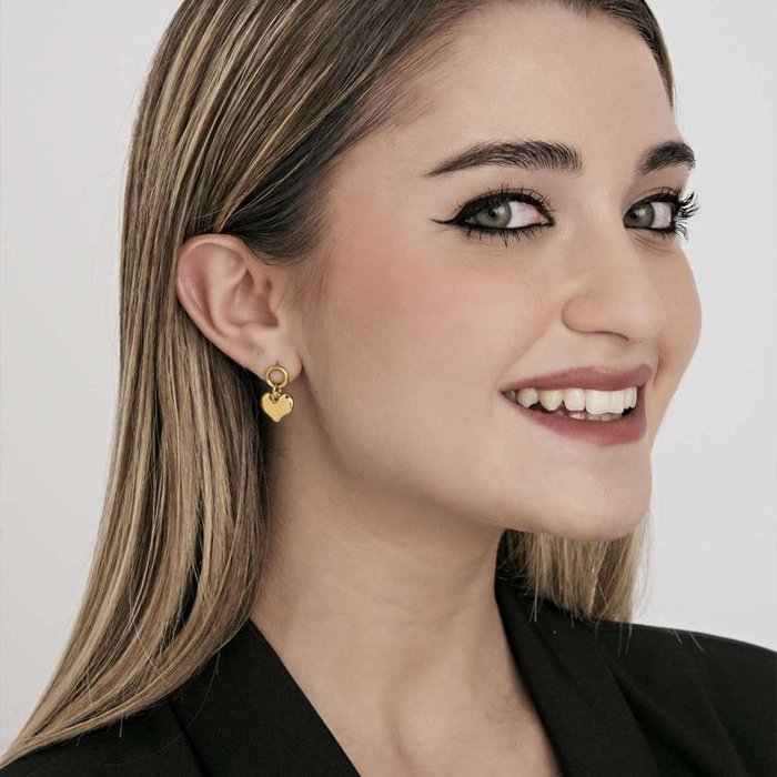 Orecchini in acciaio ip gold con cuori