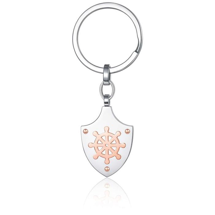Steel Keychain With Helm In Rose Ip Steel