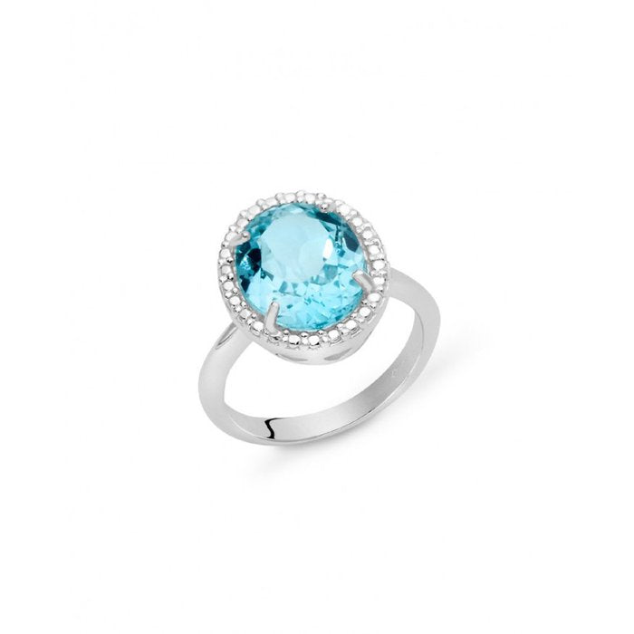 Anello topazio azzurro