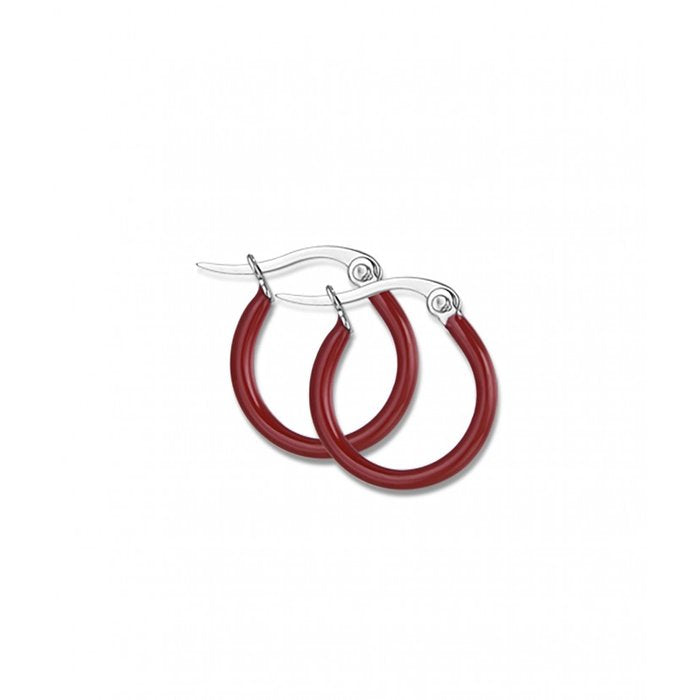 Orecchini cerchio smalto rosso
