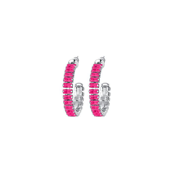 ORECCHINI DONNA IN ACCIAIO CON CRISTALLI FUCSIA