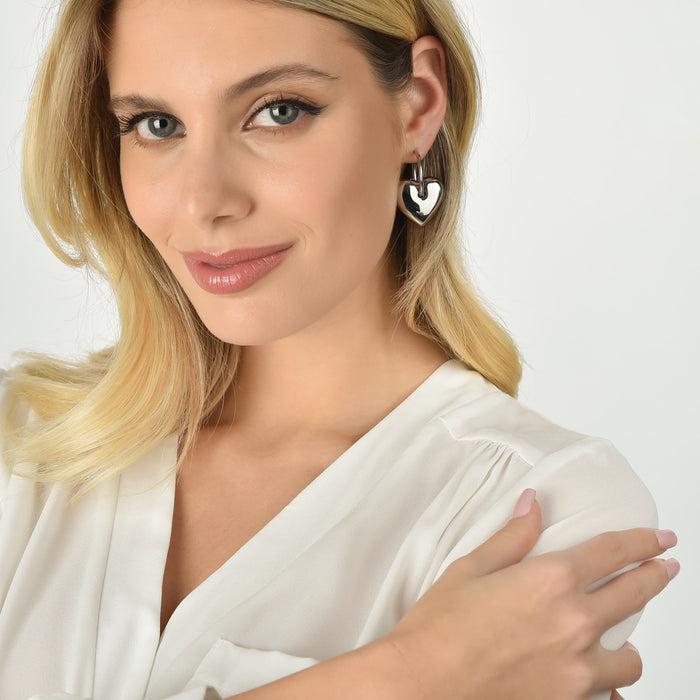 ORECCHINI DONNA IN ACCIAIO CON CUORI PIENI