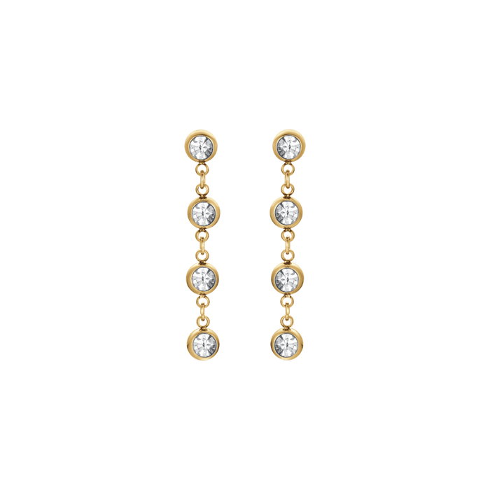 ORECCHINI DONNA IN ACCIAIO IP GOLD CON CRISTALLI BIANCHI