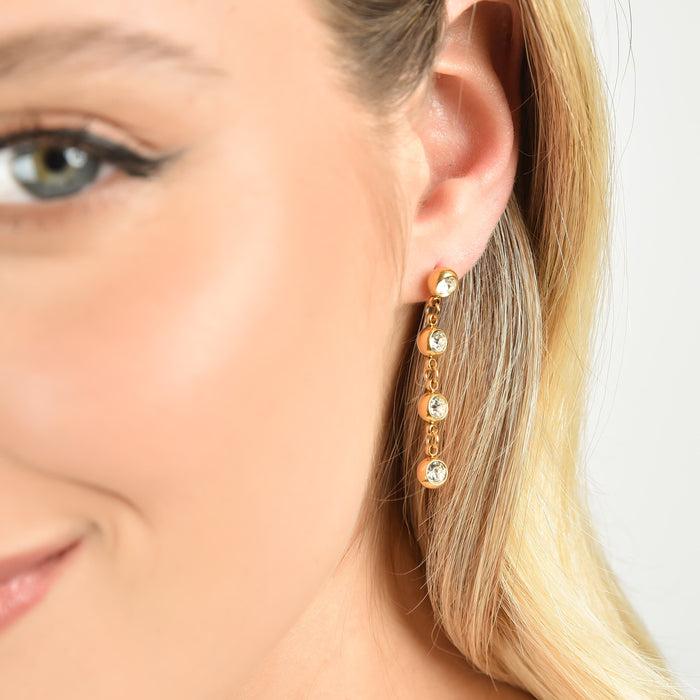 ORECCHINI DONNA IN ACCIAIO IP GOLD CON CRISTALLI BIANCHI