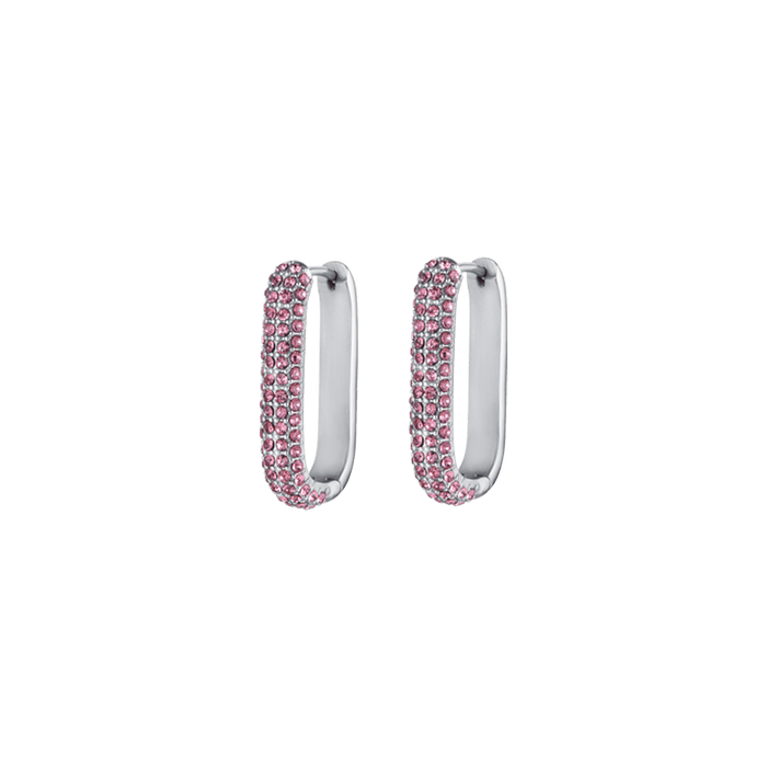 ORECCHINI DONNA IN ACCIAIO CON CRISTALLI ROSA