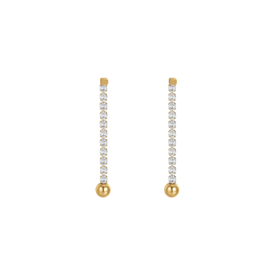ORECCHINI DONNA IN ACCIAIO IP GOLD CON CRISTALLI BIANCHI E SFERE