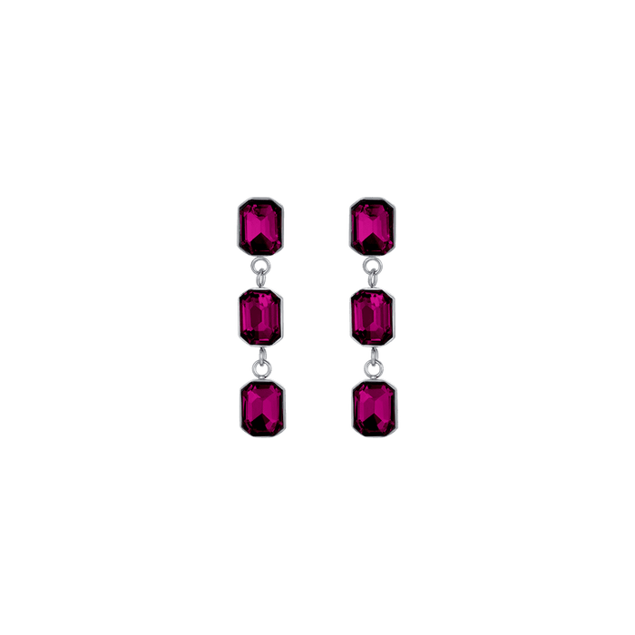 ORECCHINI DONNA IN ACCIAIO CON CRISTALLI FUCSIA