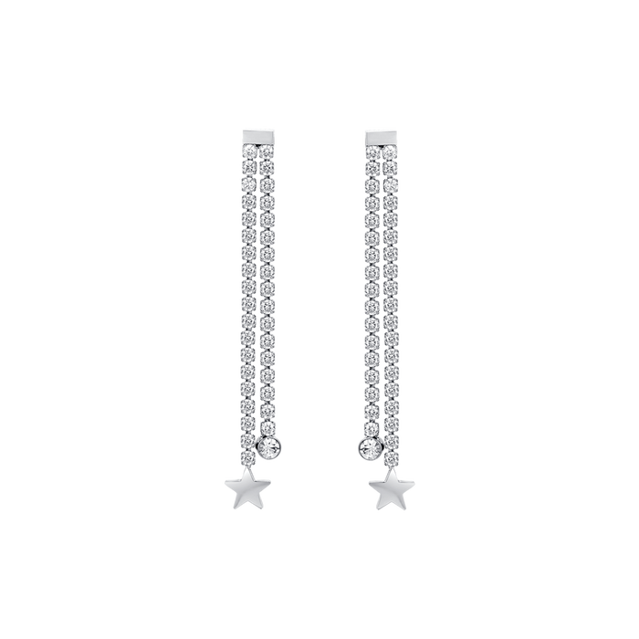 ORECCHINI DONNA IN ACCIAIO CON CRISTALLI BIANCHI E STELLE