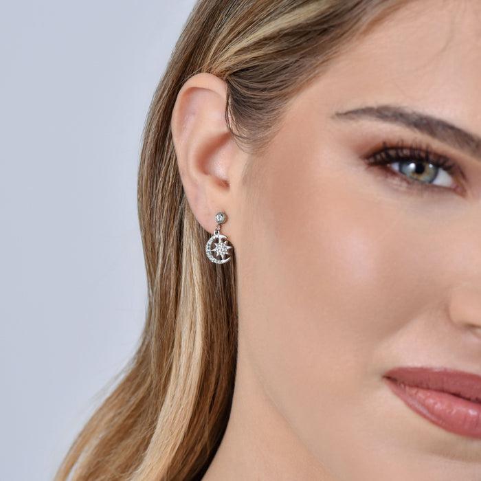 WOMEN'S STEEL EARRINGS STAR AND MOON