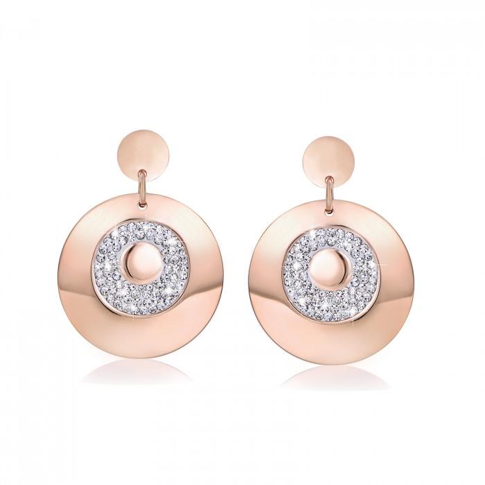 Orecchini rosè pendente cerchio strass - gioielleriaperdichizzi.it