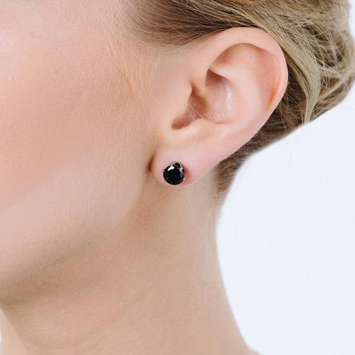 BOUCLES D'OREILLES LIGHT POINT EN ACIER AVEC CRISTAL NOIR